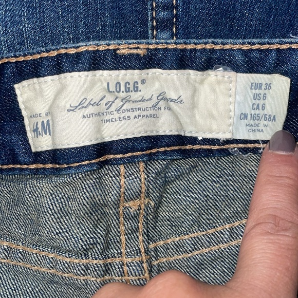 H&M Distressed Denim Skirt Size 6 with Fray Detail  Navy - Picture 2 of 4